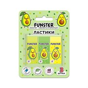 Ластики FUNSTER (ФАНСТЕР) "AVOCADO", НАБОР 3 штуки, 50х21х16 мм, прямоугольные, картонный держатель, экологичный ПВХ, блистер, 272724