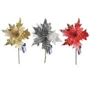 Украшение елочное 1 шт., "Цветок", диаметр 22 см, длина 20 см, ассорти 3 дизайна, ЗОЛОТАЯ СКАЗКА, 592420