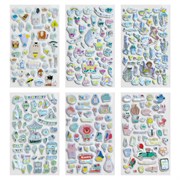 Наклейки гелевые "Блестящий микс", 15,5х9,5 см, ассорти 6 видов, FUNSTER (ФАНСТЕР), 666086