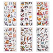 Наклейки зефирные "Котики", 18х9,5 см, ассорти 6 видов, FUNSTER (ФАНСТЕР), 666092