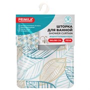 Шторка для ванной PEVA, 180х180 см, кольца в комплекте, 3 дизайна ассорти, РАСТЕНИЯ, PRIMILA (ПРИМИЛА), 700076