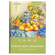 Папка для акварели А4, 10 л., 200 г/м2, 210х297 мм, BRAUBERG АКАДЕМИЯ, "Апельсины", 117743