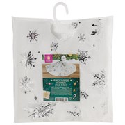 Новогодний коврик под елку белый c серебристыми снежинками, 60 см, полиэстер, ЗОЛОТАЯ СКАЗКА, 592158