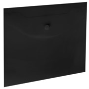 Папка-конверт с кнопкой прозрачная МАЛОГО ФОРМАТА, А5, BRAUBERG "UNIVERSAL", черная, 0,15 мм, 273067