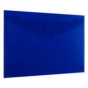 Папка-конверт с кнопкой прозрачная А4, BRAUBERG "UNIVERSAL", до 100 листов, синяя, 0,15 мм, 273071