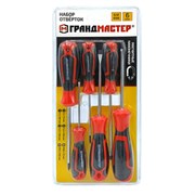 Набор отверток SL/PH, 6 шт., CrV, двухкомпонентные рукоятки, ГРАНДМАСТЕР, 671328