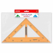 Треугольник прямоугольный для классной доски, пластиковый 30х30х50 см, с держателем, ПИФАГОР, 210875