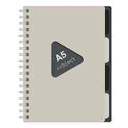 Тетрадь обложка пластик, А5 80 л., гребень, 4 разделителя, клетка, BRAUBERG, бежевый, 405366