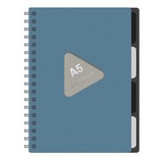 Тетрадь обложка пластик, А5 80 л., гребень, 4 разделителя, клетка, BRAUBERG, синий, 405368