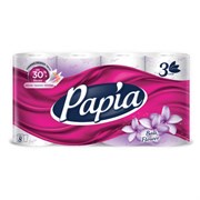 Бумага туалетная быт., спайка 8 шт., 3-слойная (8х16,5 м), PAPIA, аромат "Балийский цветок", 5080738