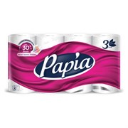 Бумага туалетная бытовая, спайка 8 шт., 3-слойная (8х16,5 м), PAPIA, 5080721