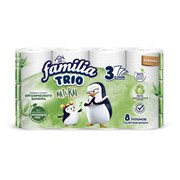Бумага туалетная бытовая, спайка 8 шт., 3-слойная (8х16,7 м), FAMILIA TRIO Natural, белая, 5080971