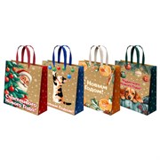 Пакет подарочный (1 шт.) новогодний, 18х10х23 см, "Зимнее волшебство", крафт, ассорти, ЗОЛОТАЯ СКАЗКА, 592435