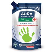 Мыло жидкое антибактериальное для всей семьи 500 мл, AURA АНТИБАКТЕРИАЛЬНАЯ "Ромашка", дой-пак, 10510