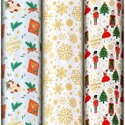 Бумага упаковочная новогодняя НАБОР 3 шт. "Winter Dreams", С ЭФФЕКТАМИ 70х100 см ЗОЛОТАЯ СКАЗКА, 592613