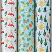 Бумага упаковочная новогодняя НАБОР 3 шт. "Frosty", С ЭФФЕКТАМИ, 70х100 см, ЗОЛОТАЯ СКАЗКА, 592614