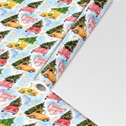 Бумага упаковочная мелованная BIG SIZE новогодняя "Машинки", 0,7х10 м, ЗОЛОТАЯ СКАЗКА, 592617