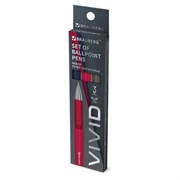 Ручки шариковые с грипом BRAUBERG "VIVID", НАБОР 3 ШТУКИ, СИНИЕ, SOFT TOUCH покрытие, узел 0,7 мм, линия письма 0,35 мм, 144401