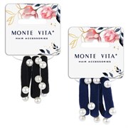 Резинки для волос НАБОР 3 шт., мягкие, средние, с бусинами, АССОРТИ, MONTE VITA (МОНТЕ ВИТА), 457052