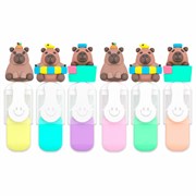 Набор текстовыделителей с топперами 6 ЦВЕТОВ ПАСТЕЛЬ, "КАПИБАРЫ", линия 1-4 мм, FUNSTER (ФАНСТЕР), 152651