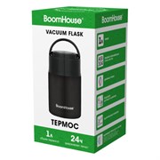 Термос 1 л для еды/напитков с широким горлом, BOOMHOUSE (БУМХАУС) LUNCH, нержавеющая сталь SUS304, черный, 700327