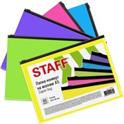 Папка-конверт на молнии МАЛОГО ФОРМАТА (180х250 мм), А5, цвет ассорти/прозрачная, 0,15 мм, STAFF, 274077
