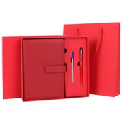 Ежедневник в подарочном наборе 5 в 1, А5, 145x212 мм, BRAUBERG "President", под кожу, 160 листов, красный, 116851