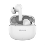 Наушники беспроводные TWS внутриканальные, гибридное шумоподавление ANC + ENC, SONNEN PREMIUM EP-BH34W, Bluetooth 5.3, белые, 514124