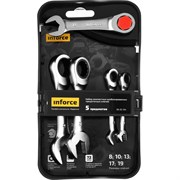 Набор компактных комбинированных трещоточных ключей Inforce 06-05-104