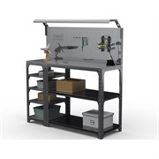 Стол-верстак ООО Металекс серия KIT 950х1000х600 мм, с боковыми полками, перфопанелью и комплектом освещения, серый