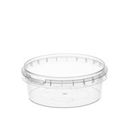 Банка с крышкой 385 мл, пластиковая под пресервы с контрольным замком, диаметр 122 мм, ВЗЛП, 1214КП