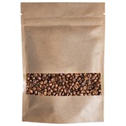 Пакеты дой-пак с замком ZIP LOCK, крафт с окном 60 мм, 170х240 + 40 мм, КОМПЛЕКТ 100 штук, 150 мкм, BRAUBERG, 700692