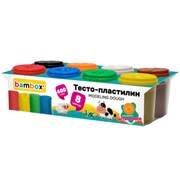 Тесто-пластилин для лепки СУПЕР ПЛАСТИЧНОЕ, 8 цветов, 400 г, крышки-штампики, BAMBOX (БАМБОКС), 107248