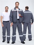 Костюм Фаворит-1 Премиум СОП (тк.Смесовая,240) брюки, т.серый/серый/красный