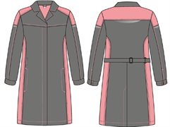 Халат женский ProfLineSpecialist (тк.Смесовая,240), серый/розовый