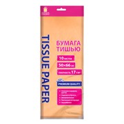 Цветная бумага ТИШЬЮ 17 г/м2, 50х66 см, 10 листов, персиковый цвет, ЗОЛОТАЯ СКАЗКА, 116481
