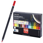 Карандаши цветные чёрное дерево BRAUBERG BLACK WOOD, 120 цветов, мягкий грифель 3 мм, 182046