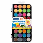 Краски акварельные BRAUBERG "PREMIUM" 36 цветов (12 базовых + 12 неоновых + 12 металлик) пенал, 191807