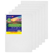 Холсты на картоне НАБОР 5 штук (20х30 см), хлопок, 280 г/м2, грунт, BRAUBERG ART CLASSIC, 192651