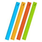 Линейка пластиковая 30 см ПИФАГОР, неоновая, ассорти, 210838