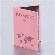Обложка для паспорта "Passport map", экокожа soft-touch, розовая, STAFF, 238759
