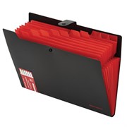Папка-органайзер на кнопке 12 отделений, BRAUBERG "Extra", А4, черная с красным, 271934
