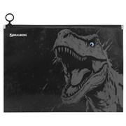 Папка для тетрадей BRAUBERG А4, 1 отделение, пластик, на zip-lock молнии, "Scary dino", 273321