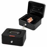 Ящик для денег, ценностей, документов, печатей, 90х160х200 мм, ключевой замок, черный, BRAUBERG, 291350