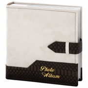 Фотоальбом BRAUBERG на 200 фотографий 10х15 см, под замшу, бумажные страницы, бокс, бежевый с коричневым, 390679