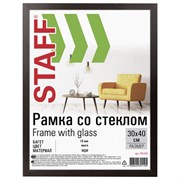 Рамка 30х40 см "венге" STAFF "Grand", багет 18 мм, стекло, МДФ, 391203