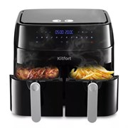 Аэрогриль KITFORT КТ-2250, 1750 Вт, 2х4,5 л, 12 программ, таймер, сенсорное управление, черный