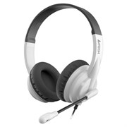 Наушники с микрофоном (гарнитура) A4TECH HU-10, проводные, 2 м, USB, черные с белым, 1611415