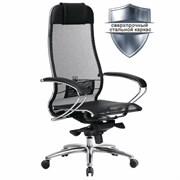 Кресло офисное МЕТТА "SAMURAI" S-1, сверхпрочная ткань-сетка, черное