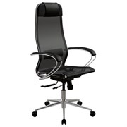 Кресло МЕТТА "ErgoLife" 10 B1-104K, хром, синхромеханизм, прочная сетка, черное